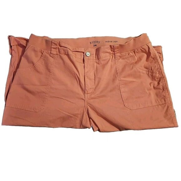 Riders Lee Midrise Peach Capri Plus Size 20 Stretchy Waist - Picture 2 of 13